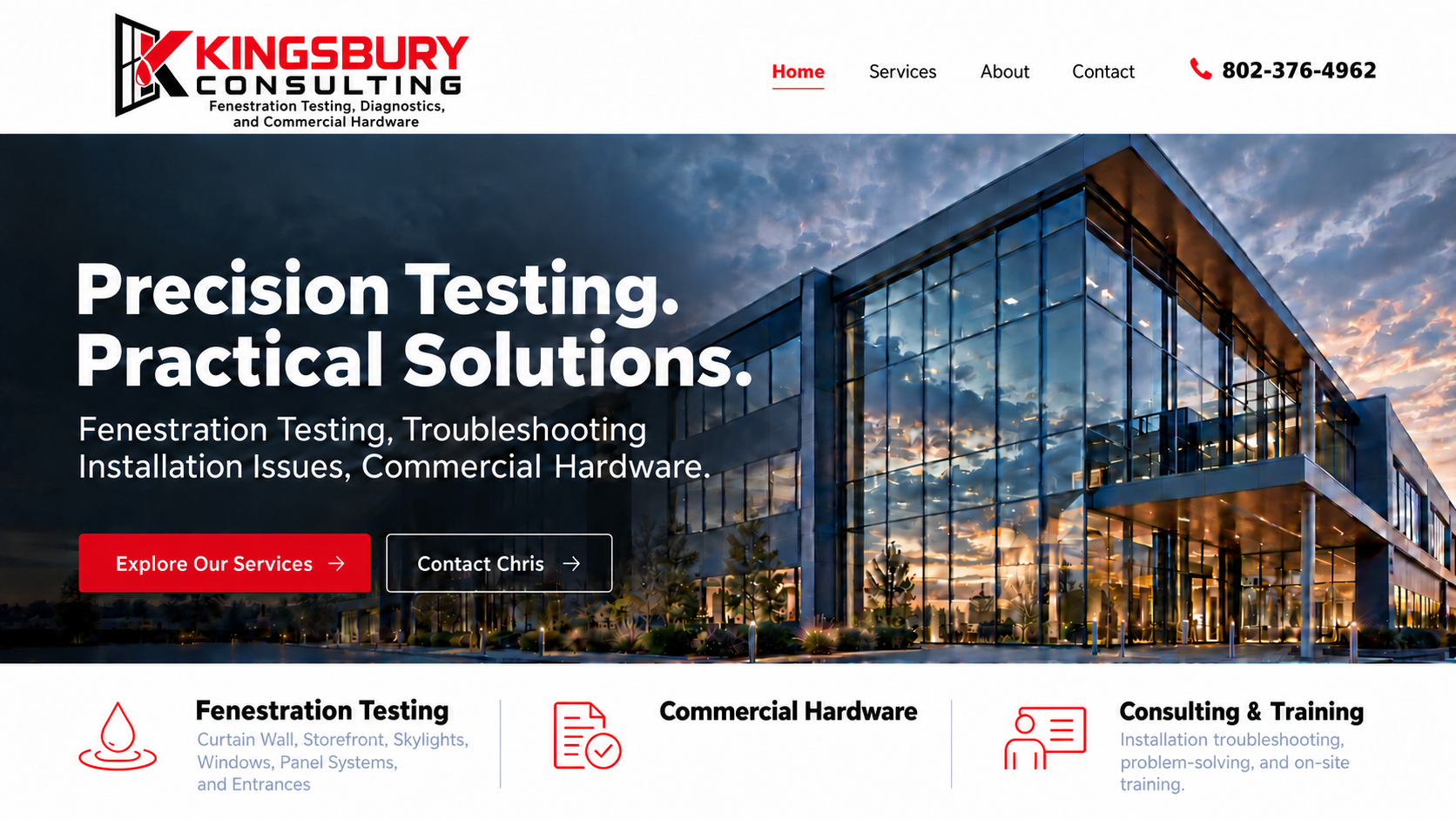 Kingsbury Consulting. Fenestration Testing, Diagnostics, and Commercial Hardware.